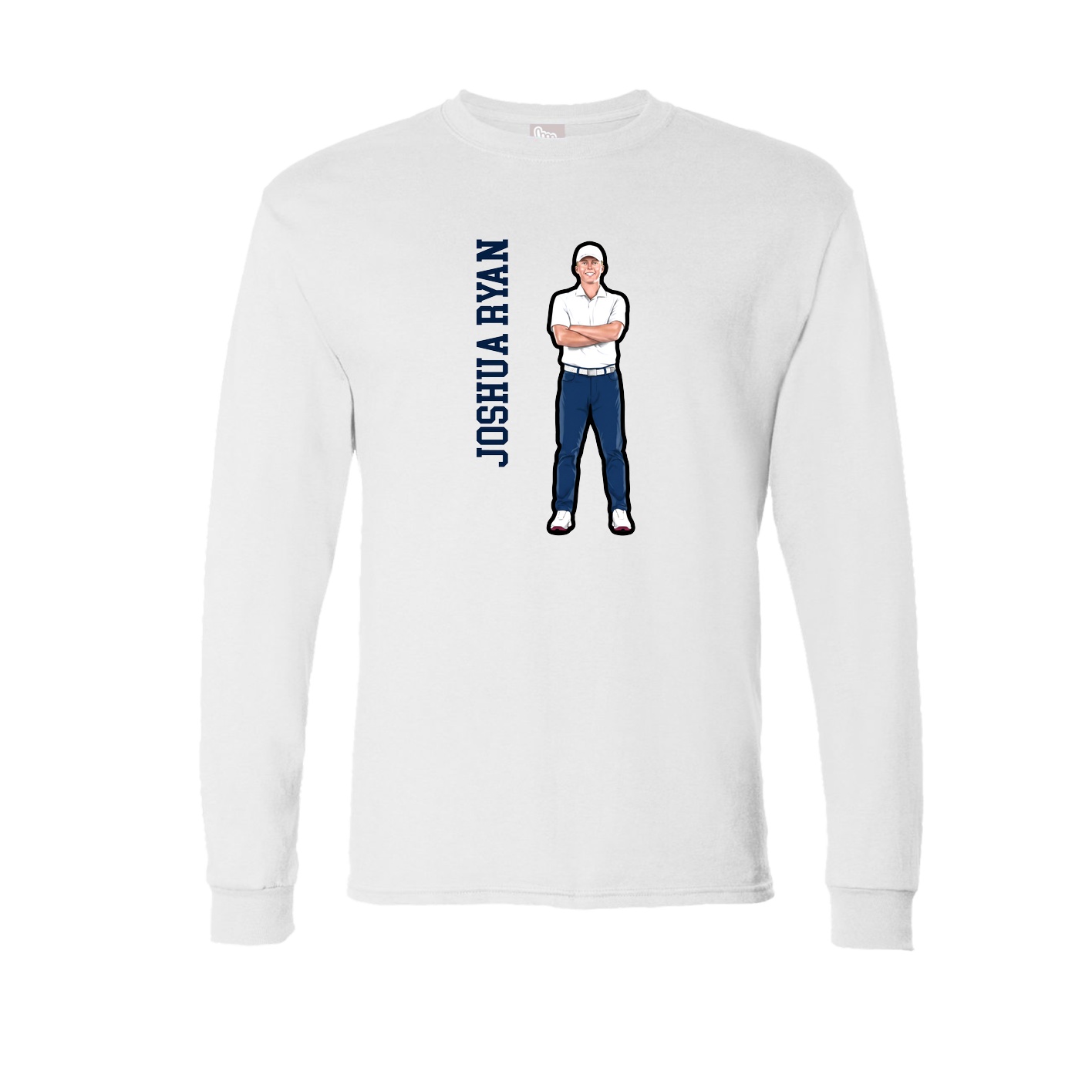 Long Sleeve Tee — Name Vertical in White