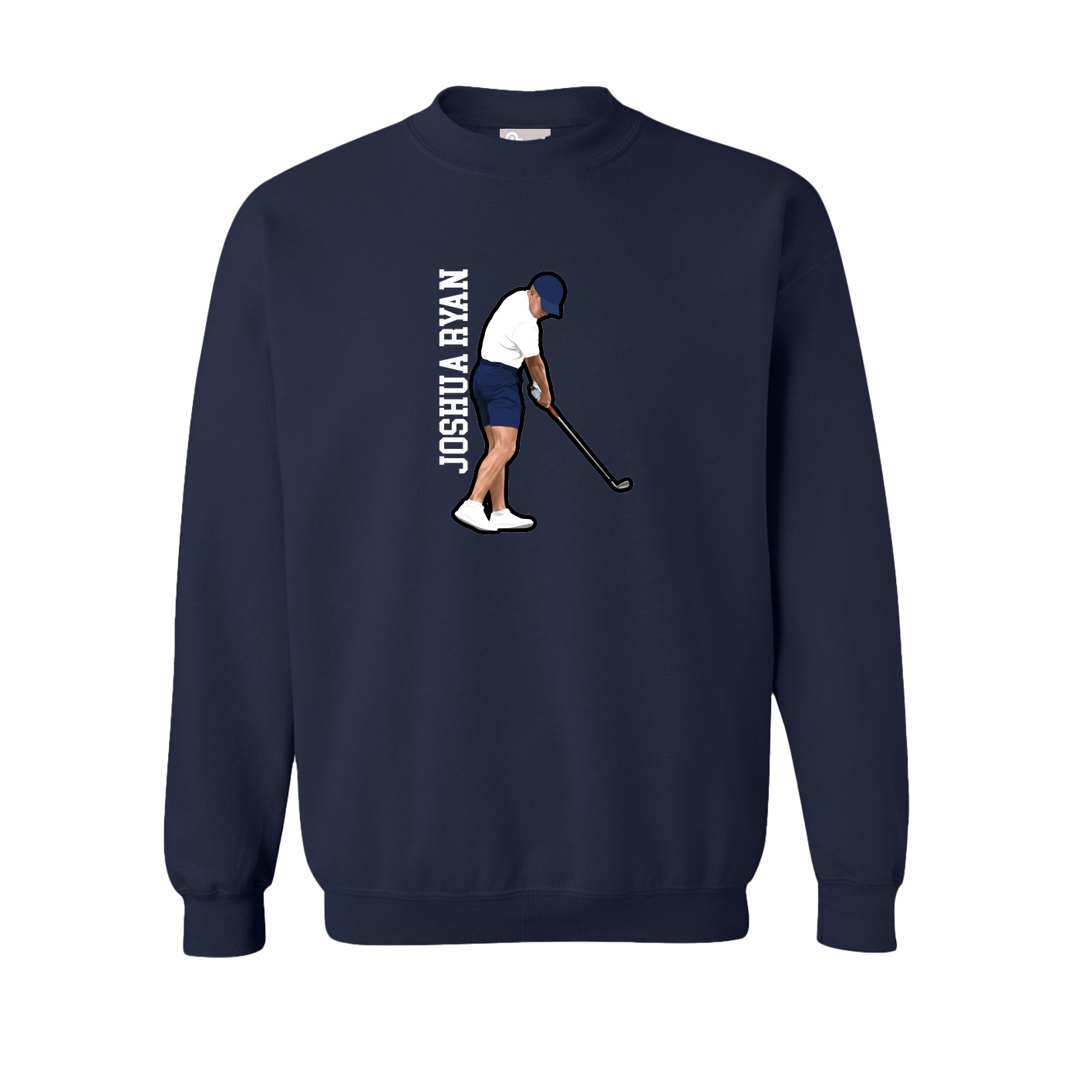Fleece Crew — Name Vertical in Navy