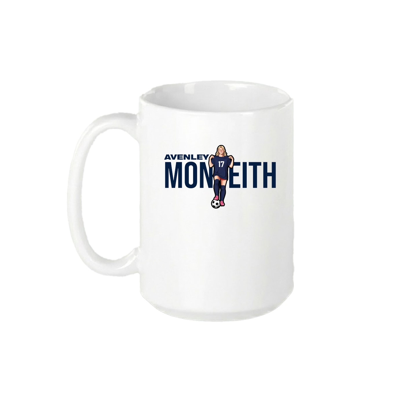 15oz Coffee Mug — Player Name in White