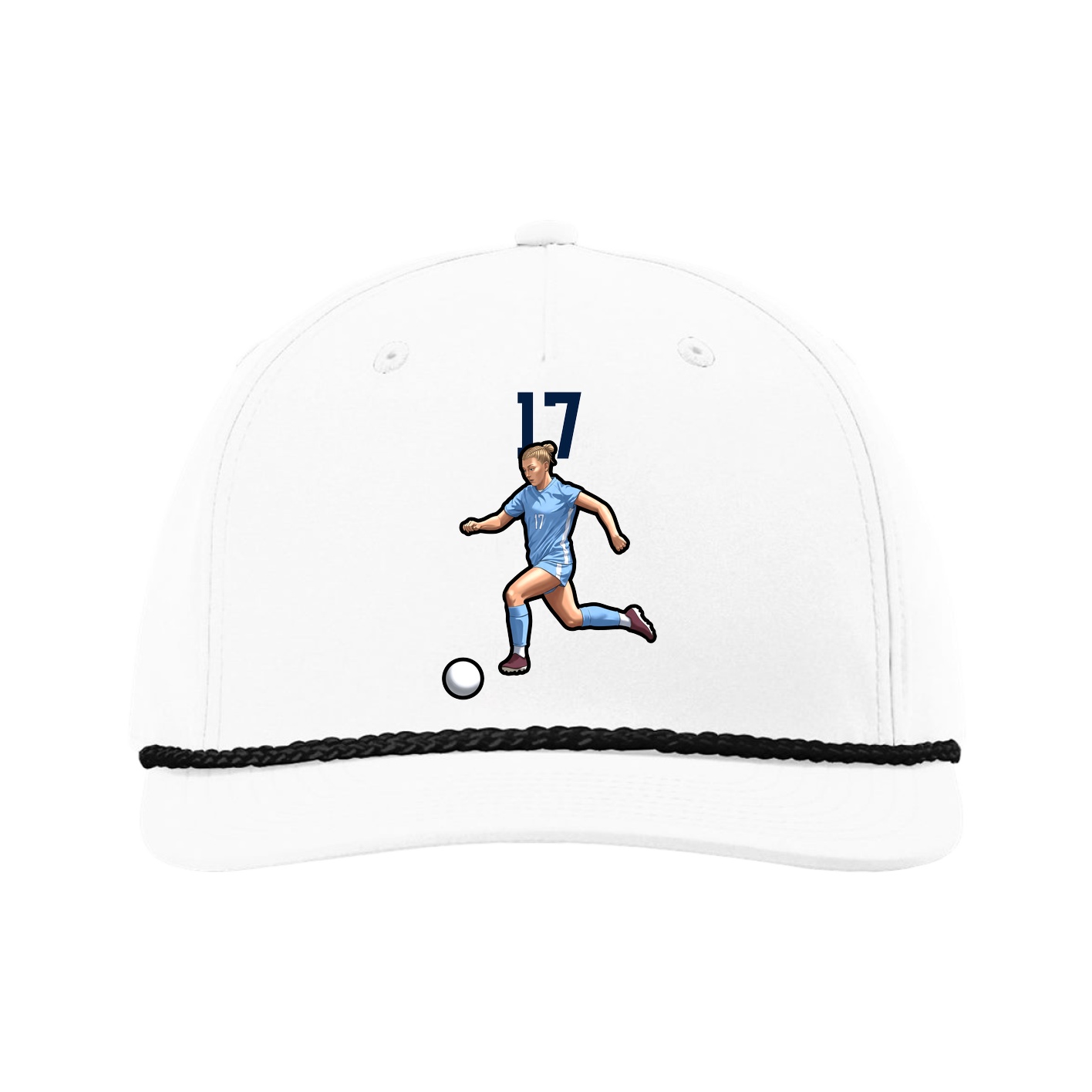 Five-Panel Classic Rope Cap — Number Top in White