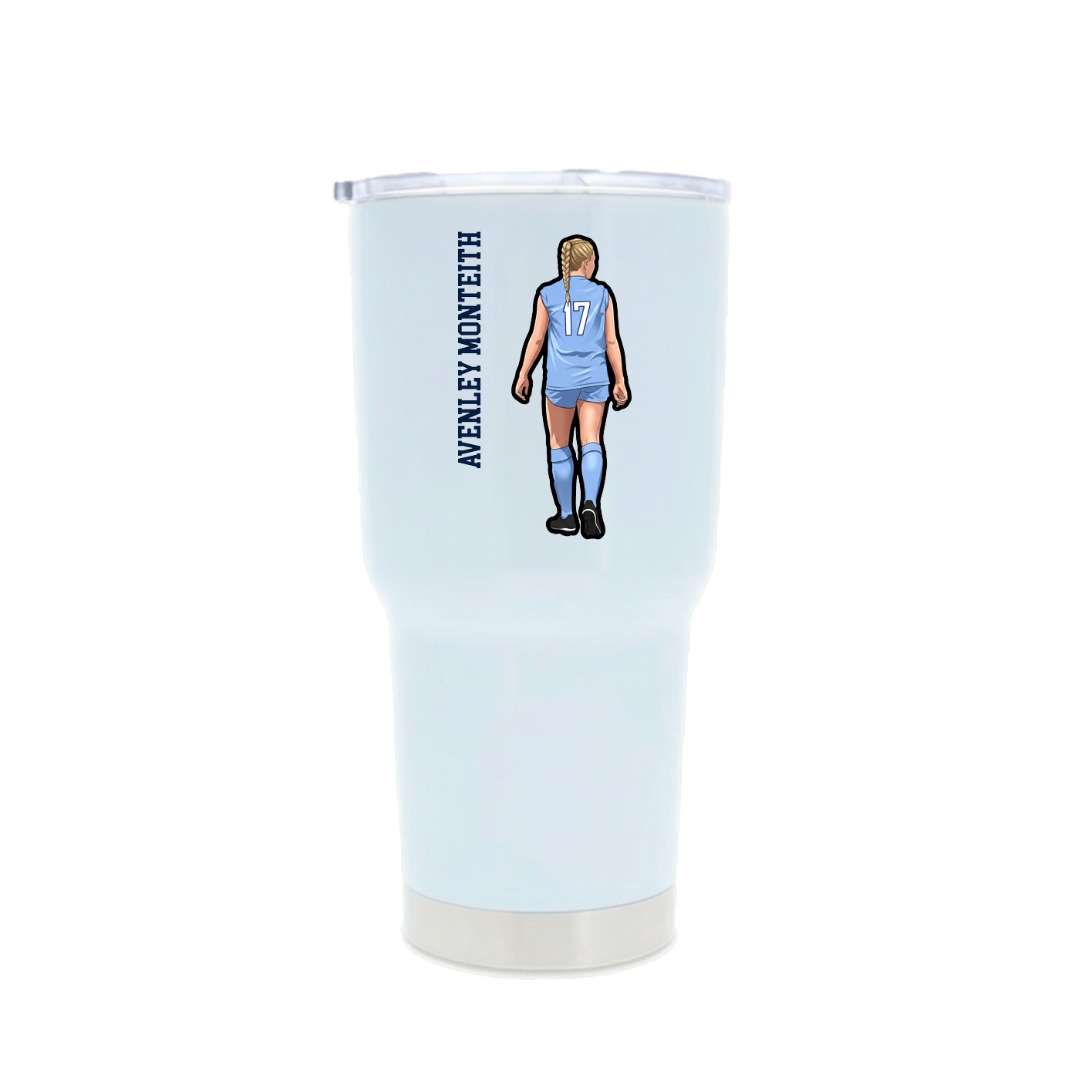 30oz Stainless Steel Tumbler — Name Vertical in White