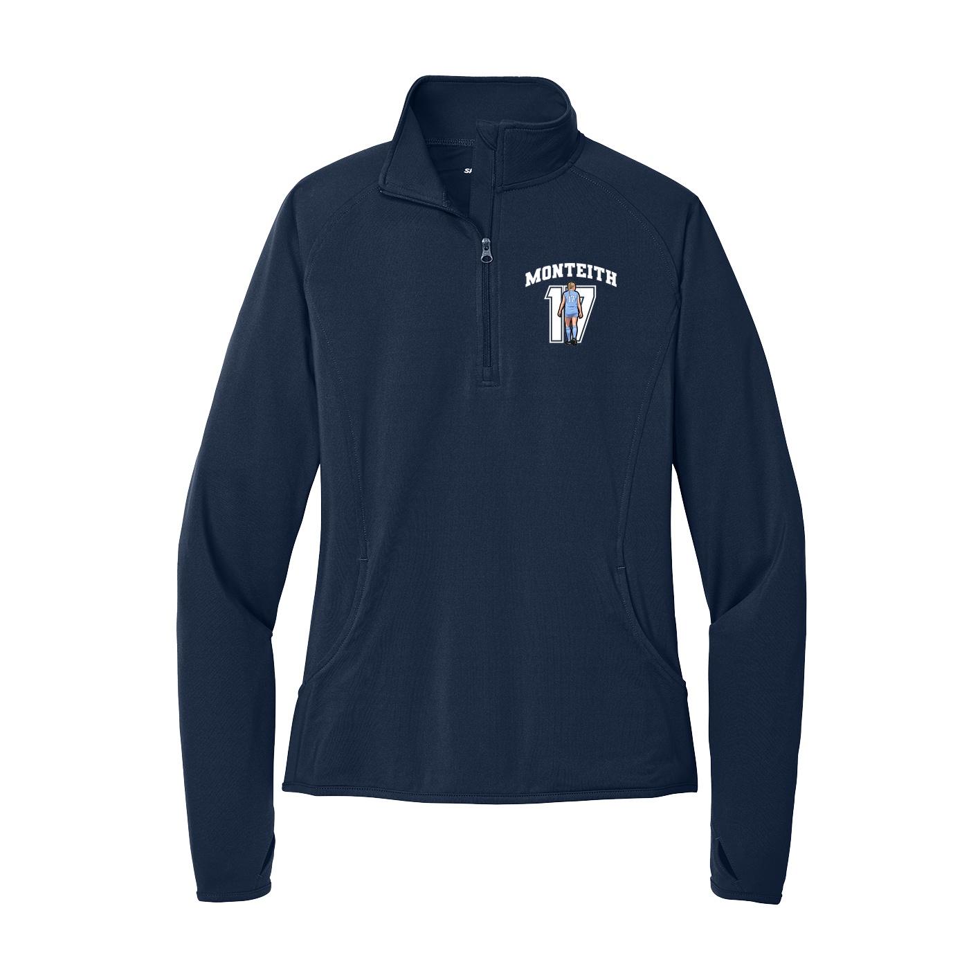 Women's Q-Zip Pullover — Number in Navy