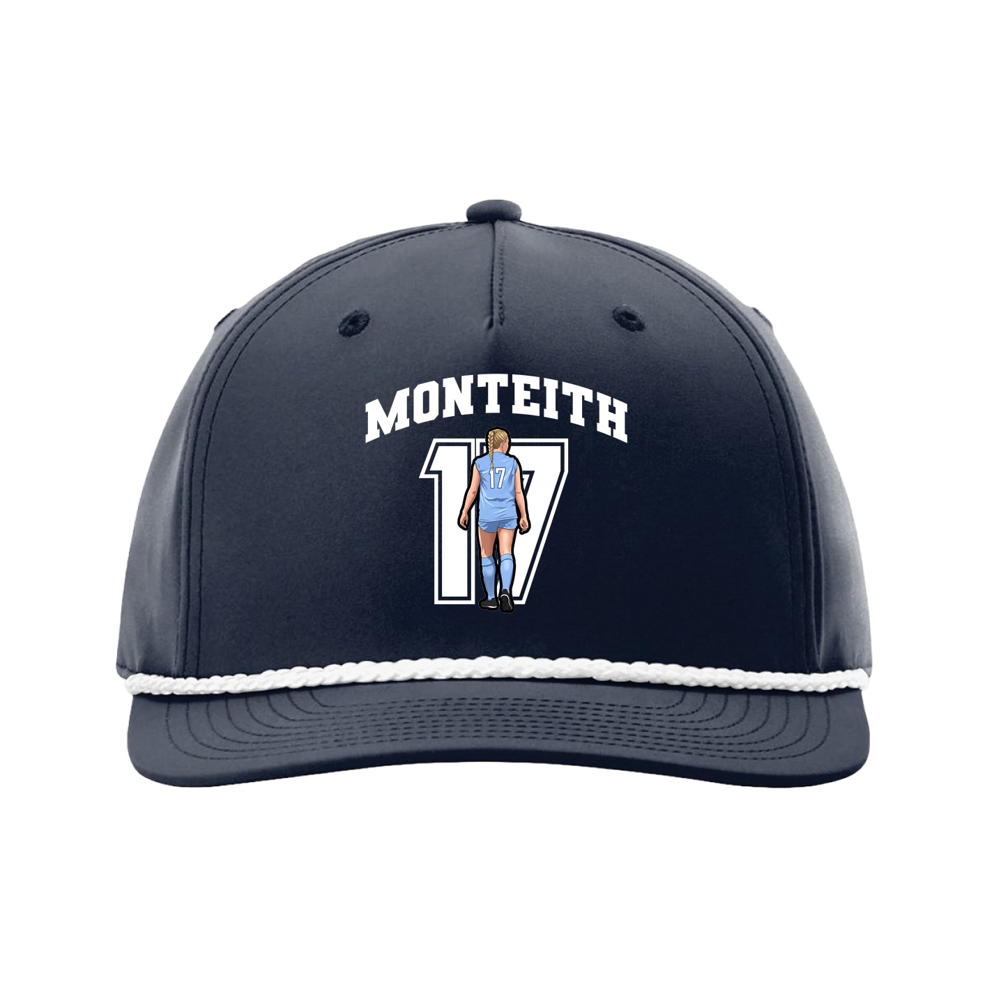 Five-Panel Classic Rope Cap — Number in Navy