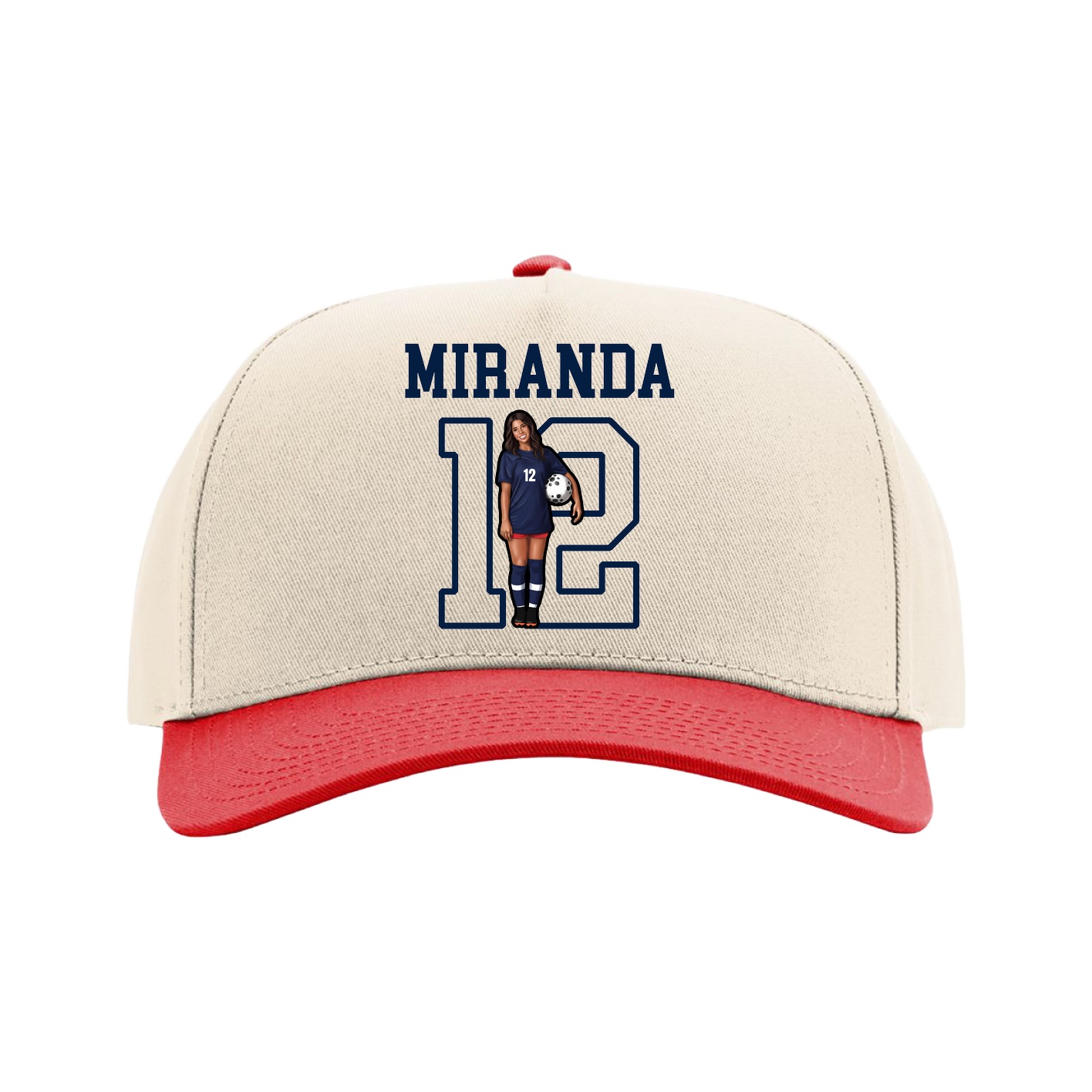 Full Fabric Five-Panel Champ Cap — Shirsey in Cream/Red
