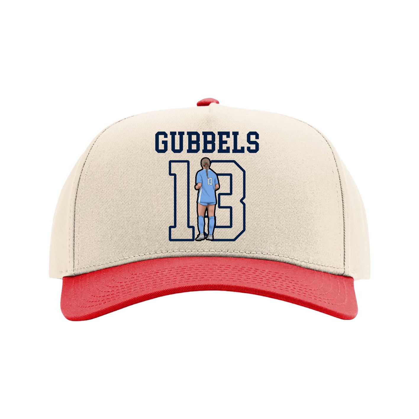 Full Fabric Five-Panel Champ Cap — Shirsey in Cream/Red
