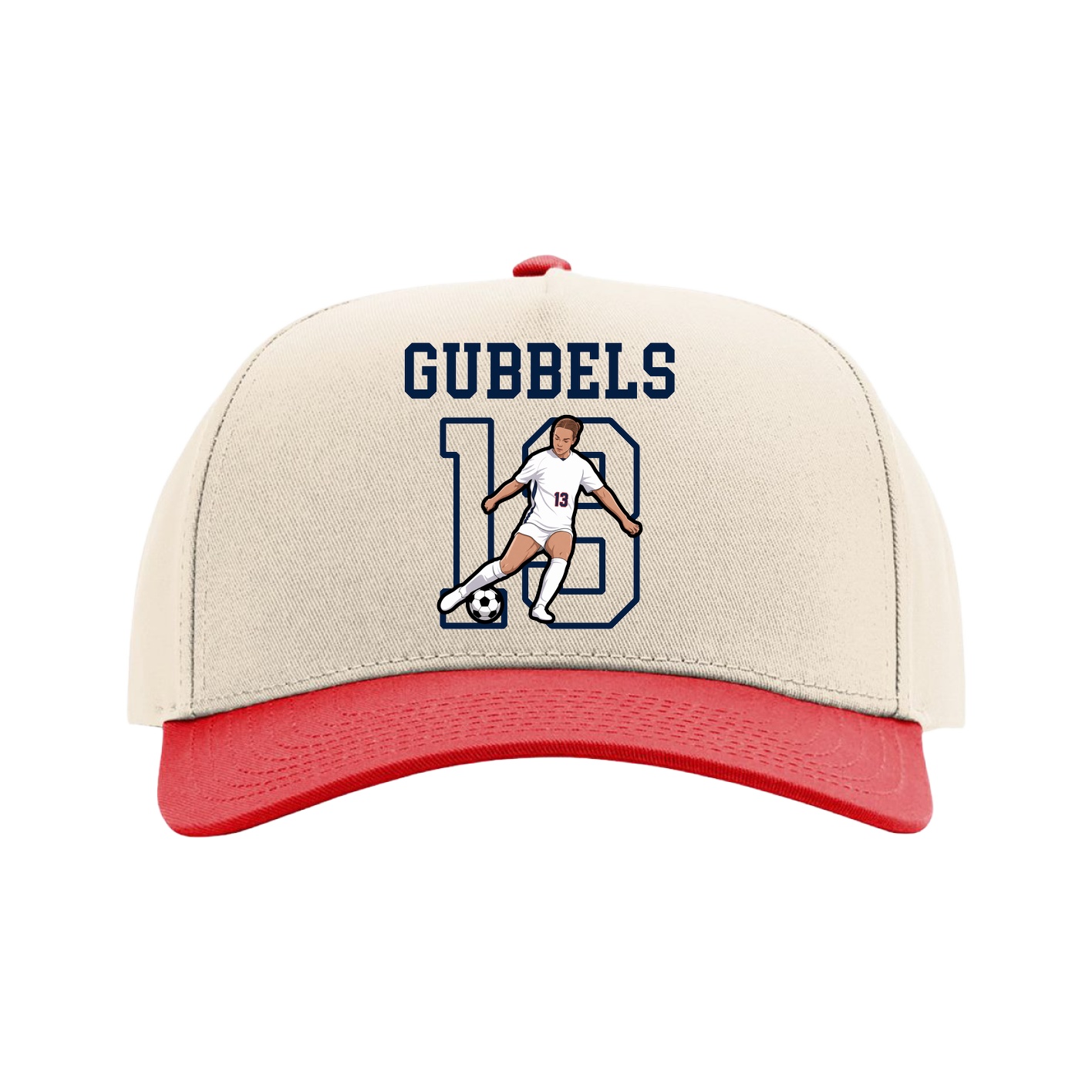 Full Fabric Five-Panel Champ Cap — Shirsey in Cream/Red