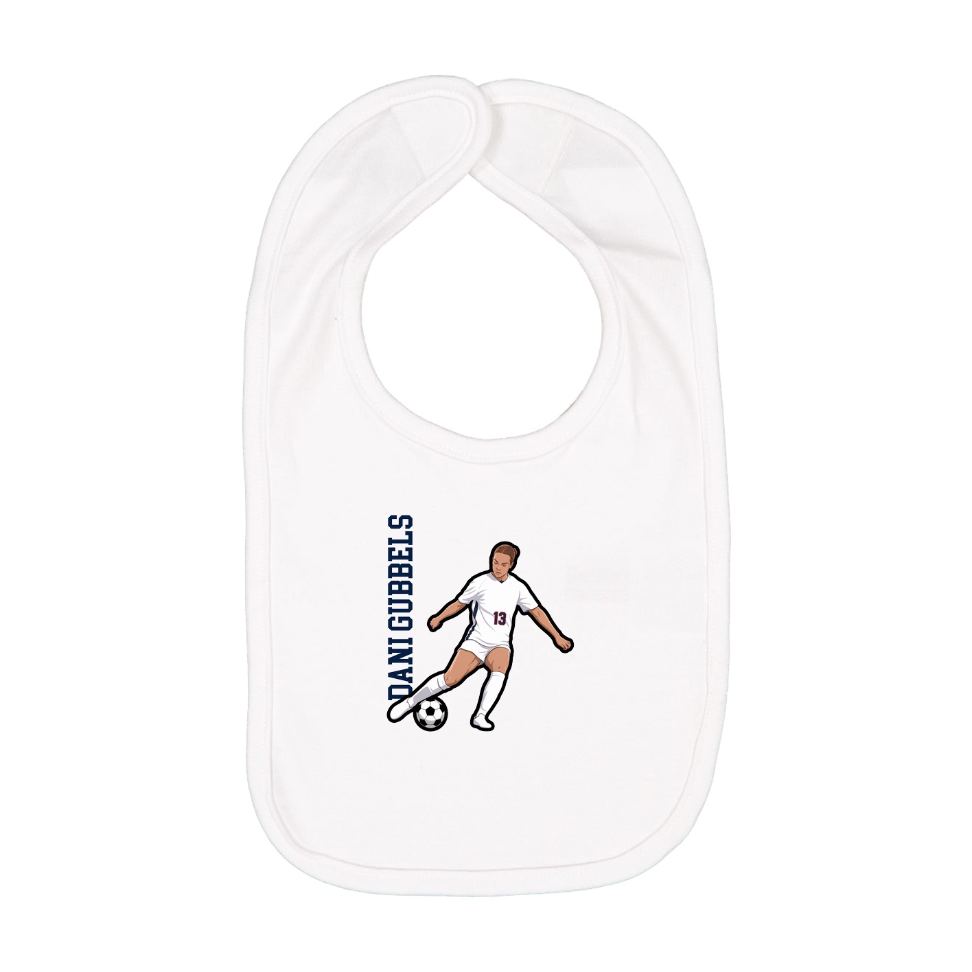 Infant Bib — Name Vertical in White