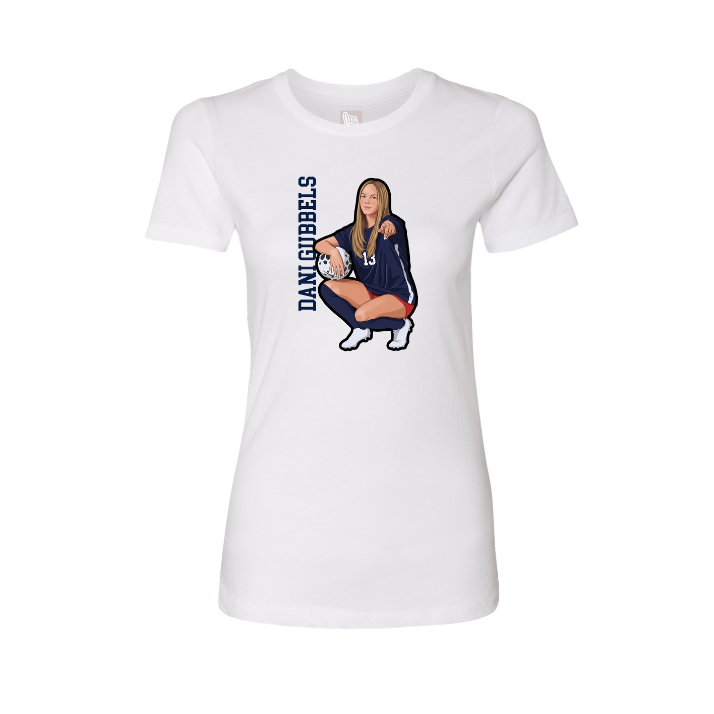 Fitted Women's Tee — Name Vertical in White