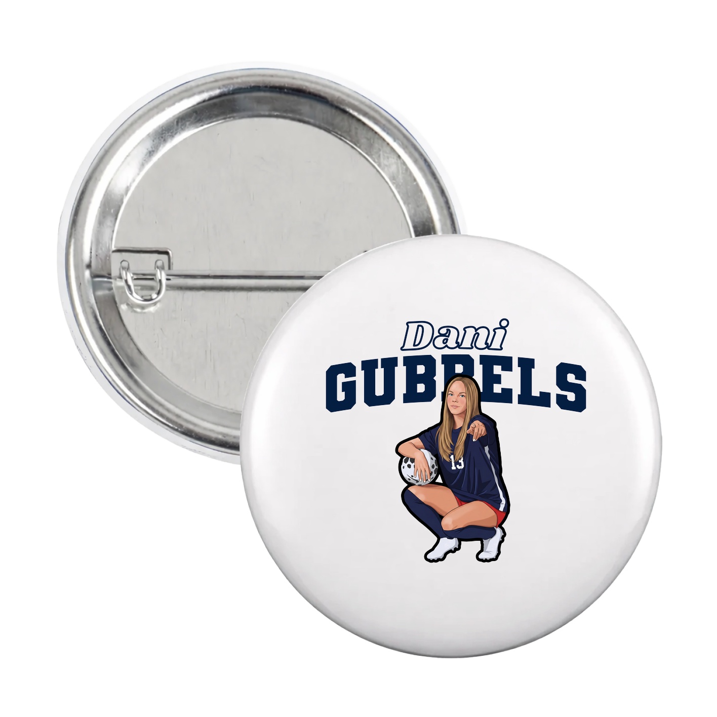 Game Day Button — Name Arch in White
