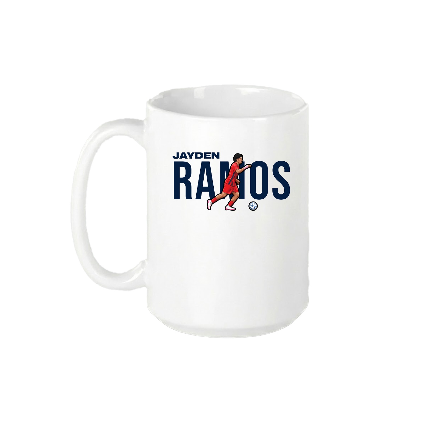 15oz Coffee Mug — Player Name in White