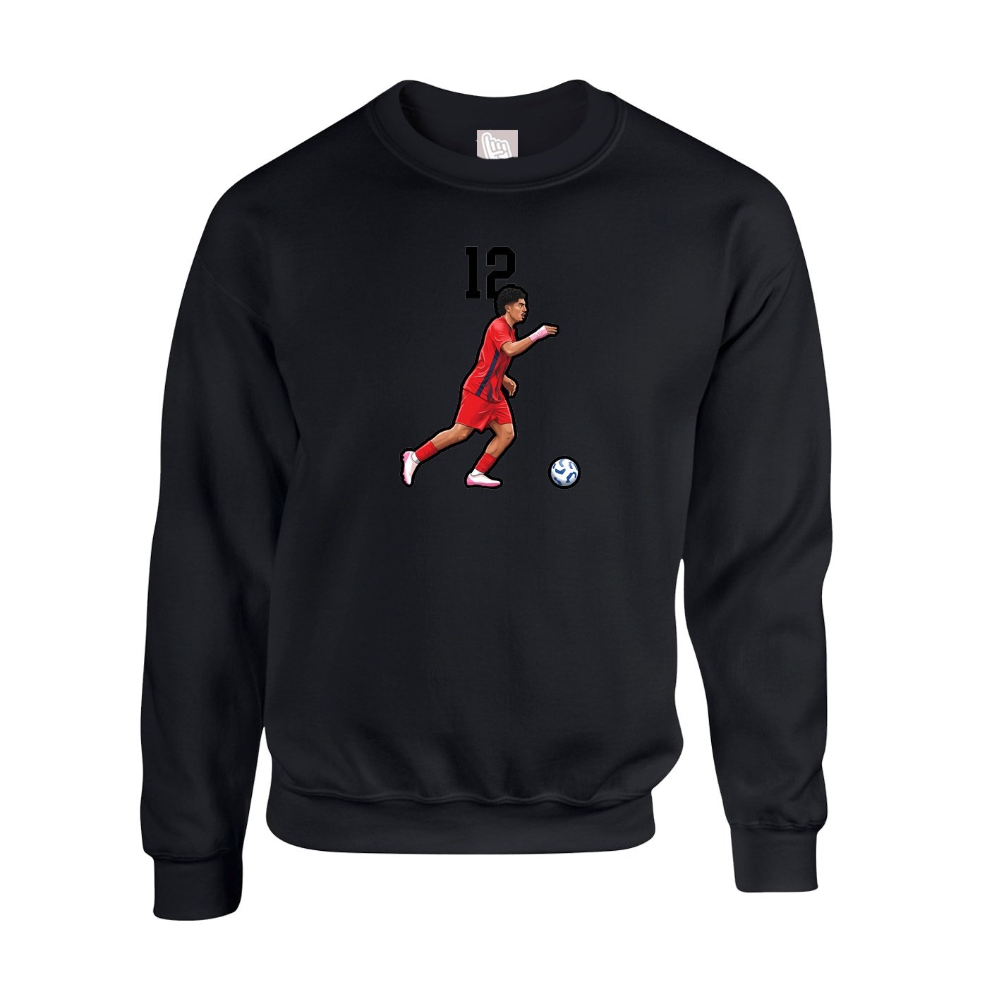 Fleece Crew — Number Top in Black