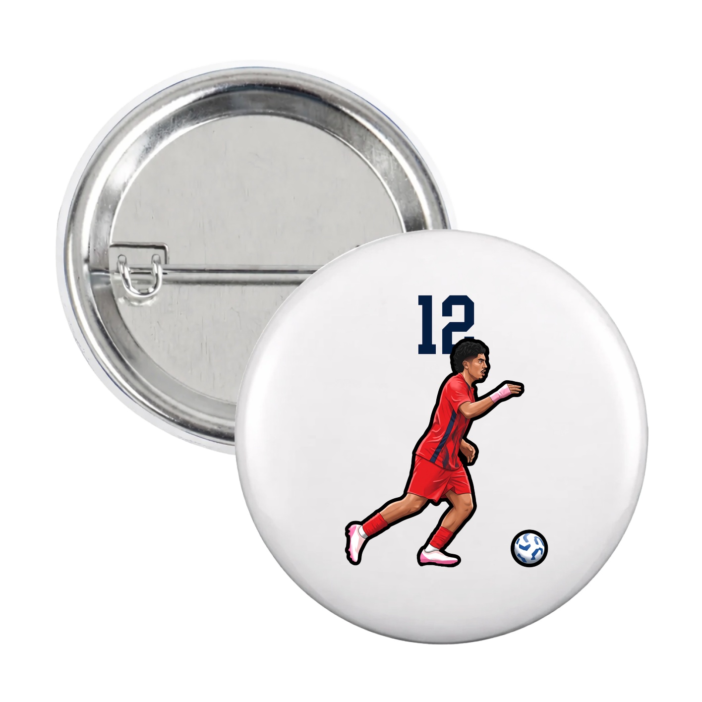Game Day Button — Number Top in White