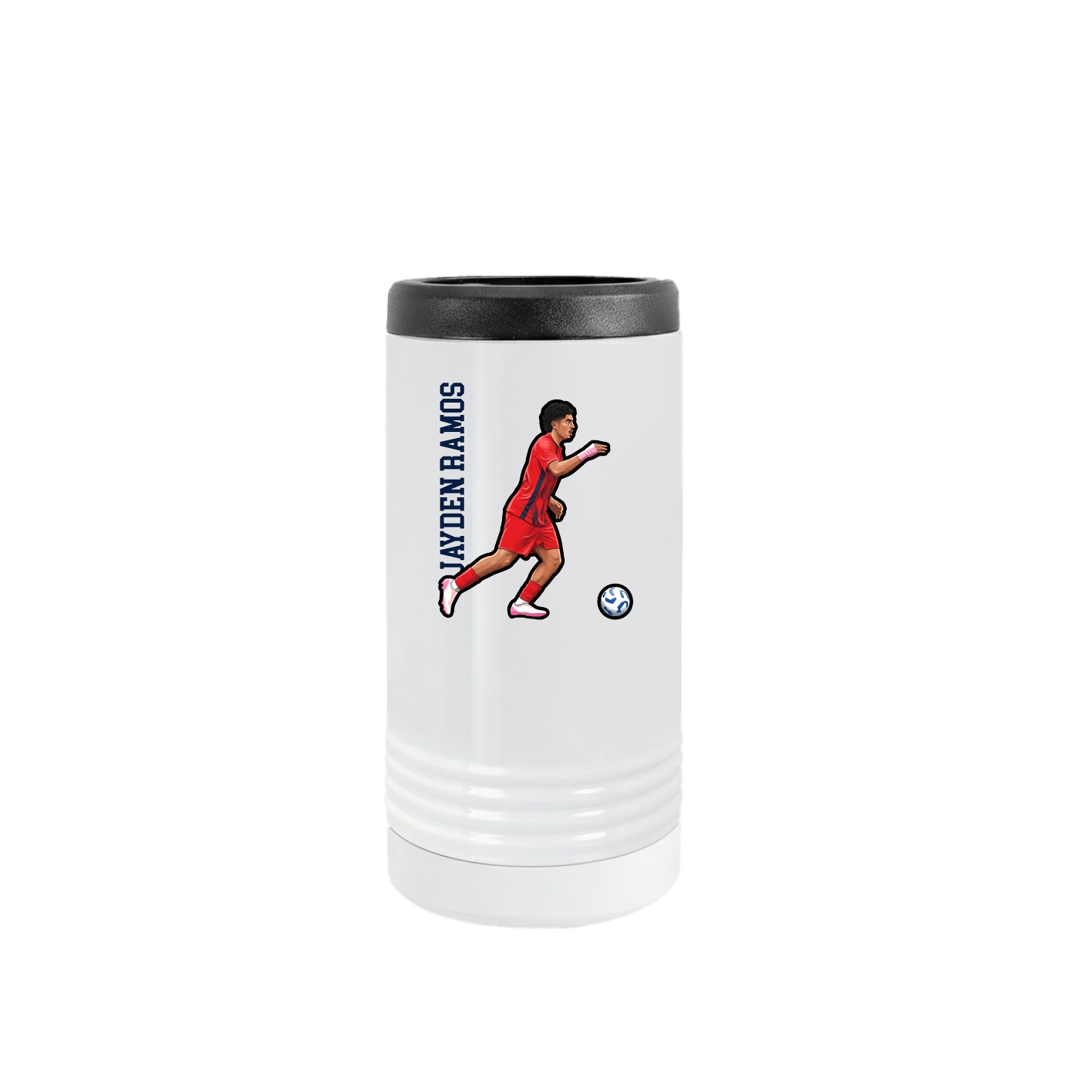 Slim Beverage Holder — Name Vertical in White