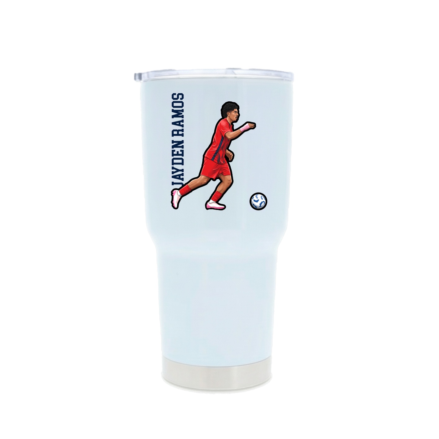 30oz Stainless Steel Tumbler — Name Vertical in White