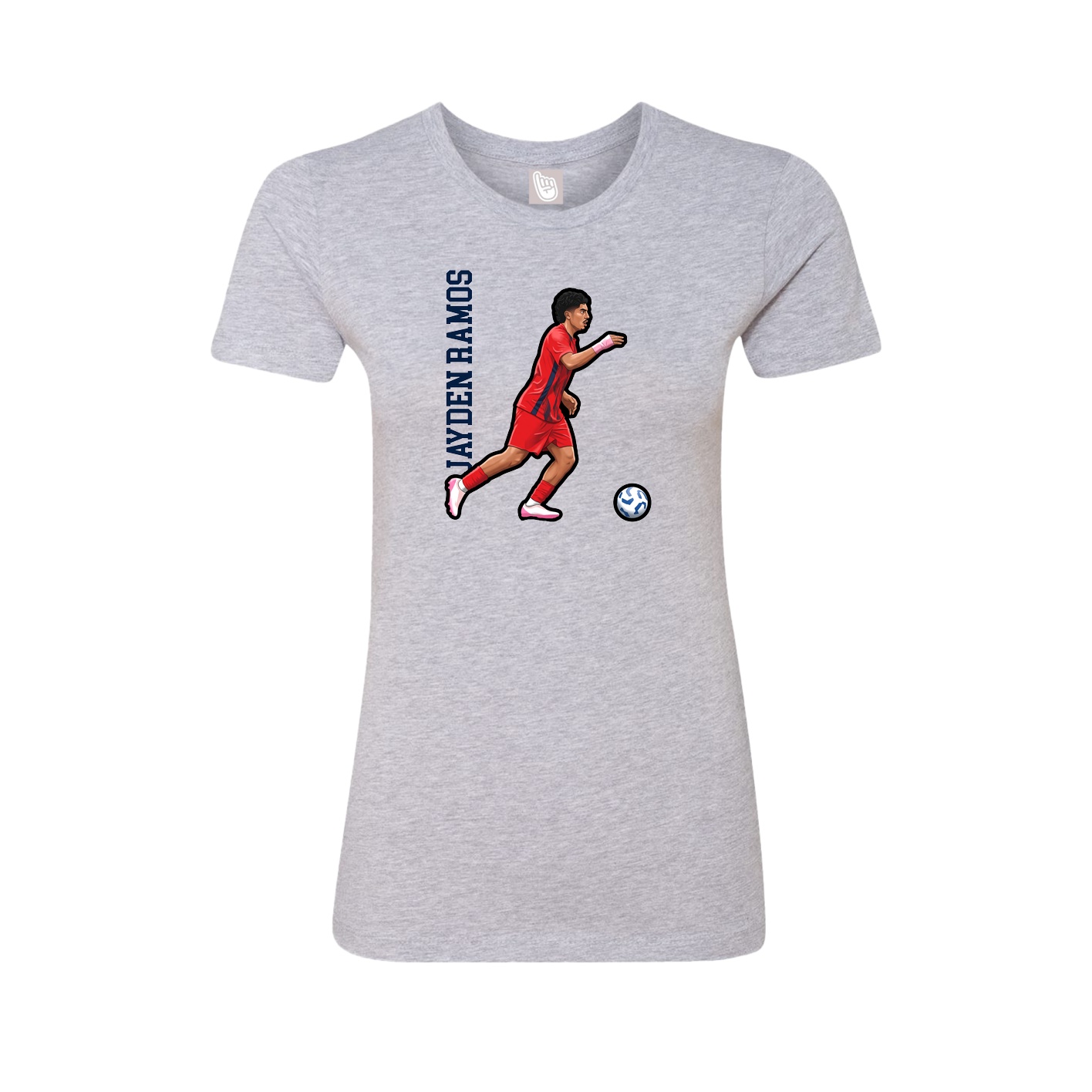 Fitted Women's Tee — Name Vertical in Grey