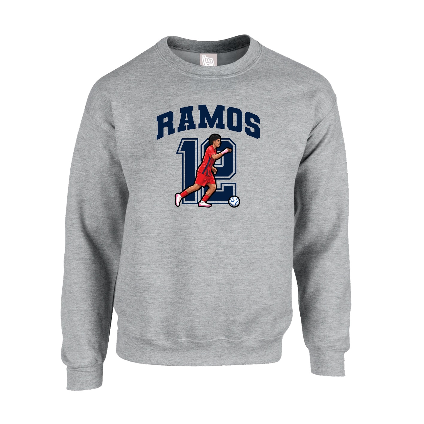 Fleece Crew — Number in Grey