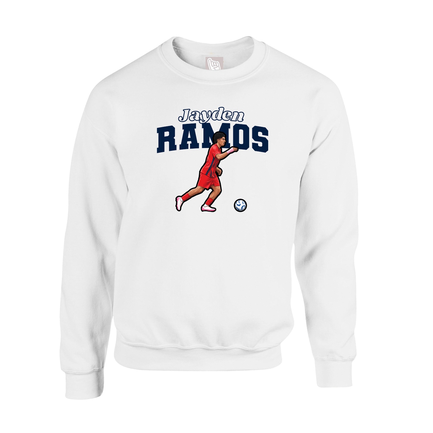 Fleece Crew — Name Arch in White