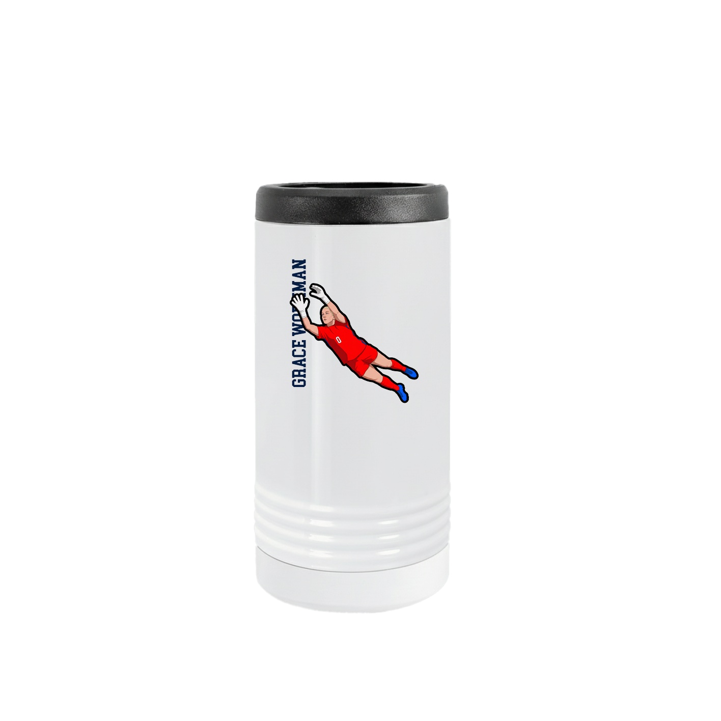 Slim Beverage Holder — Name Vertical in White