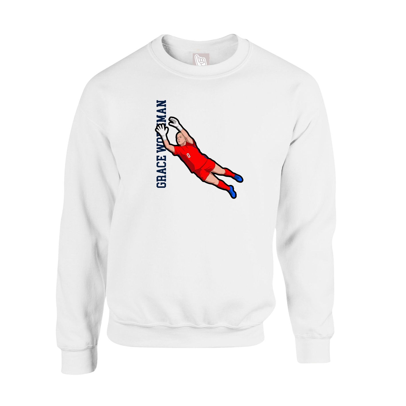 Fleece Crew — Name Vertical in White