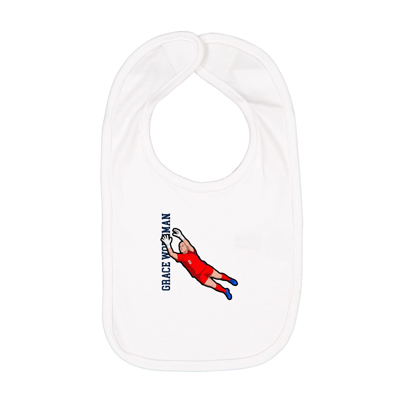 Infant Bib — Name Vertical in White