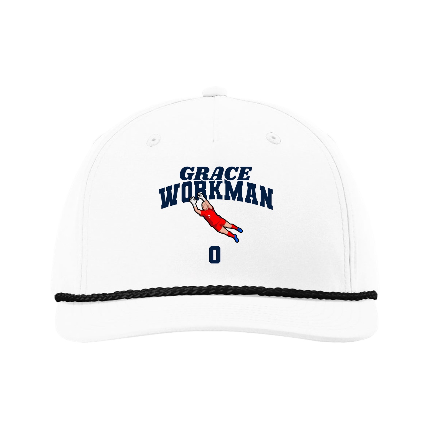 Five-Panel Classic Rope Cap — Signature Arch in White