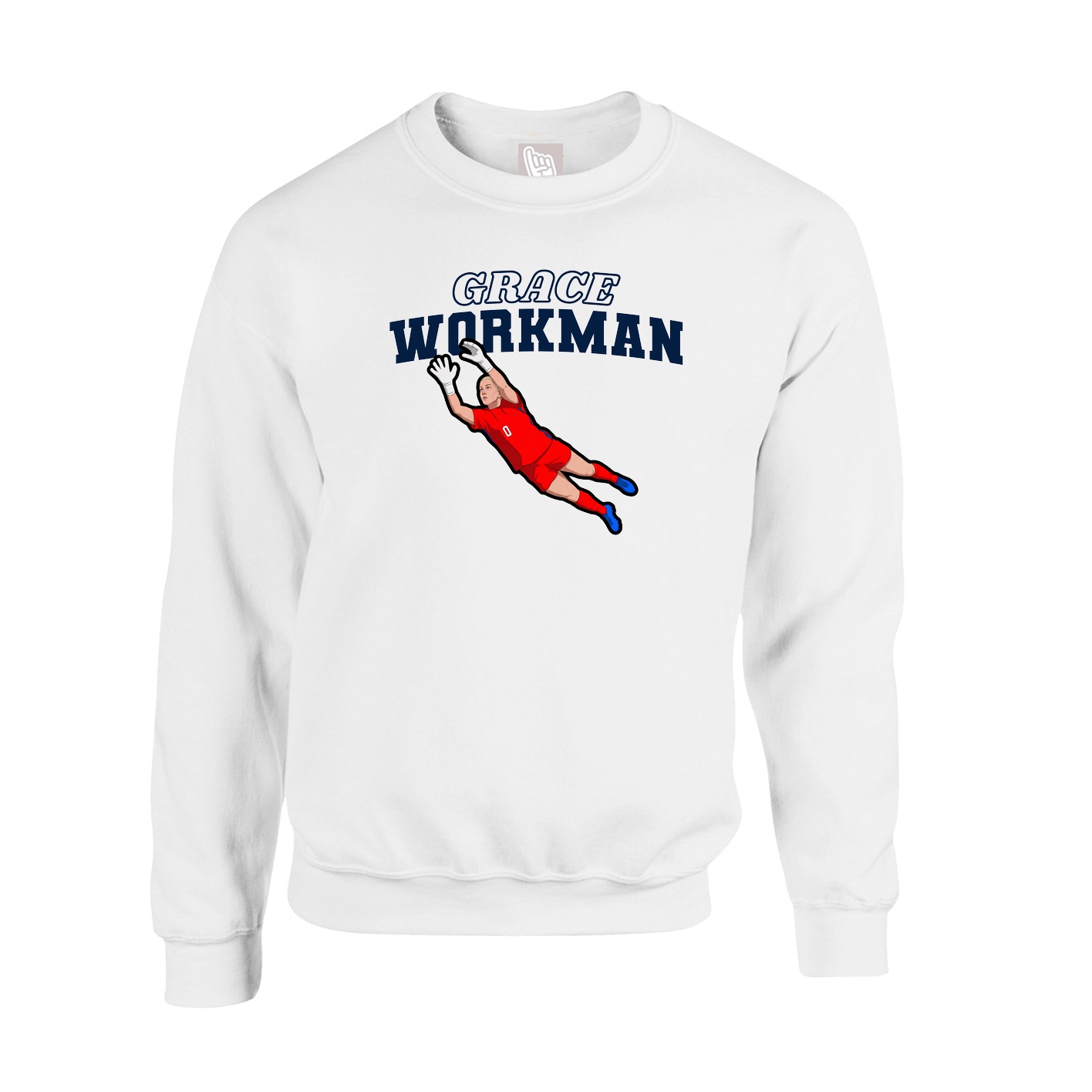 Fleece Crew — Name Arch in White