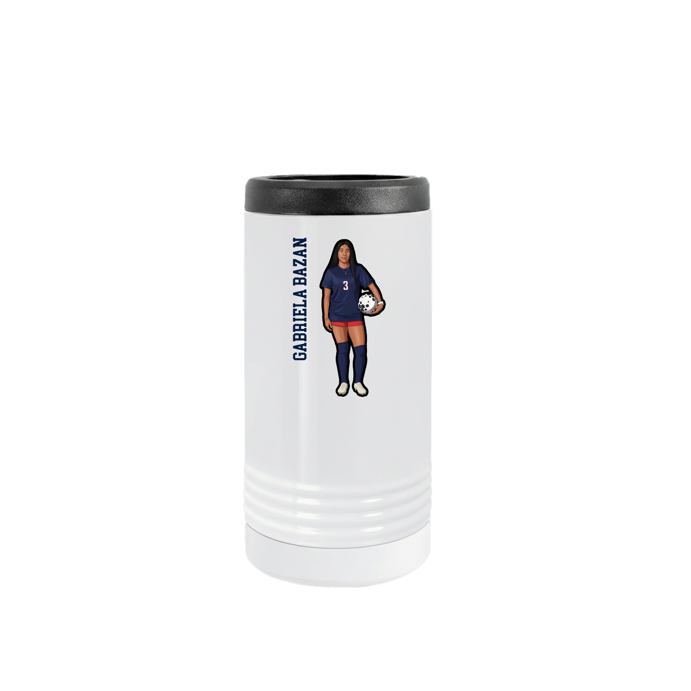 Slim Beverage Holder — Name Vertical in White