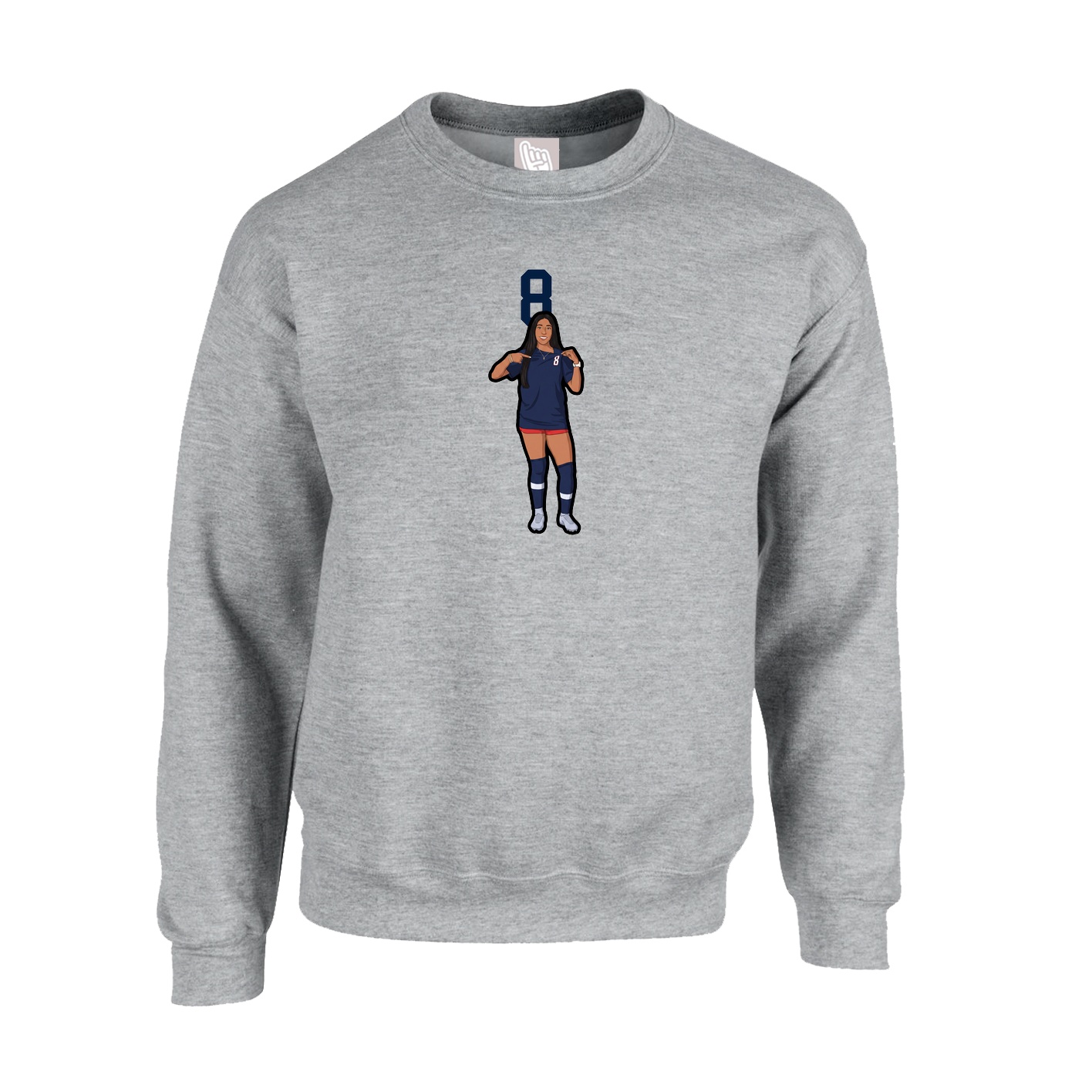 Fleece Crew — Number Top in Grey
