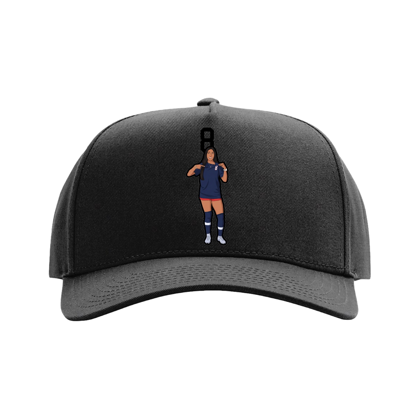 Full Fabric Five-Panel Champ Cap — Number Top in Black