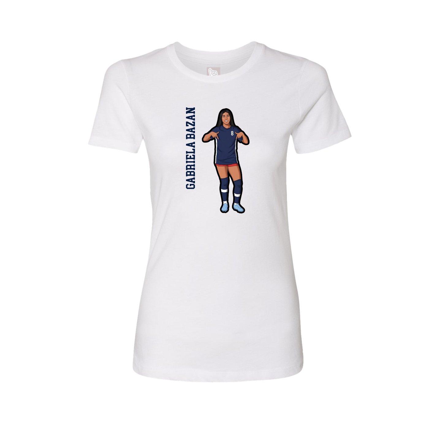Fitted Women's Tee — Name Vertical in White