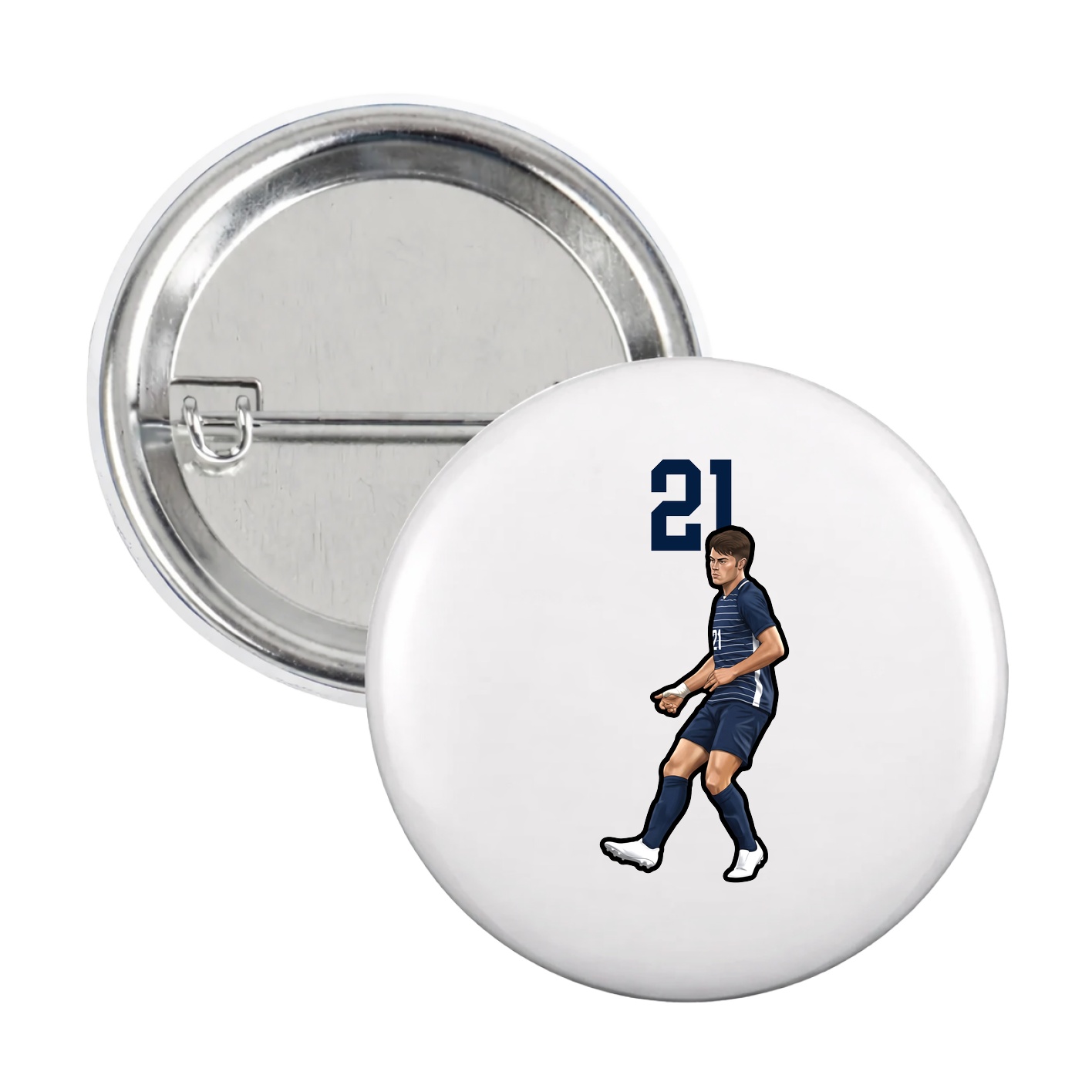 Game Day Button — Number Top in White