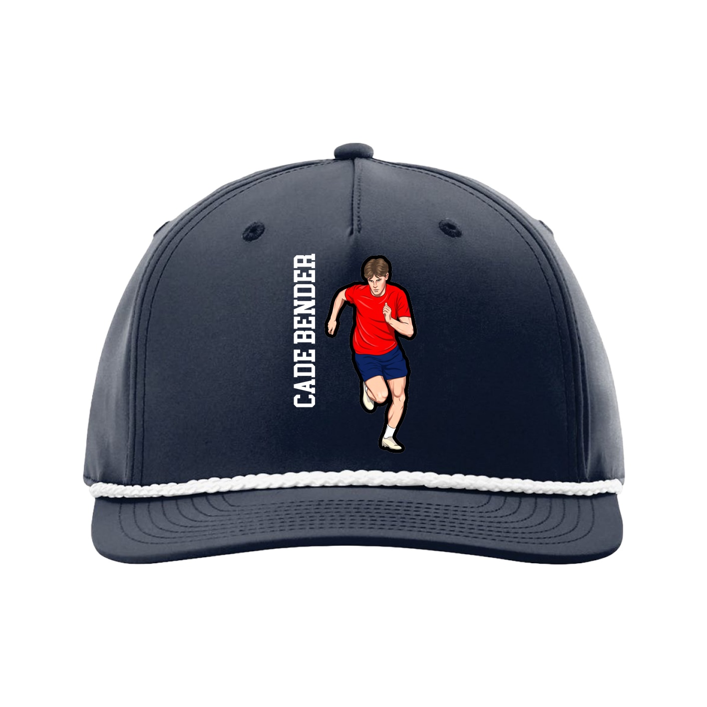 Five-Panel Classic Rope Cap — Name Vertical in Navy