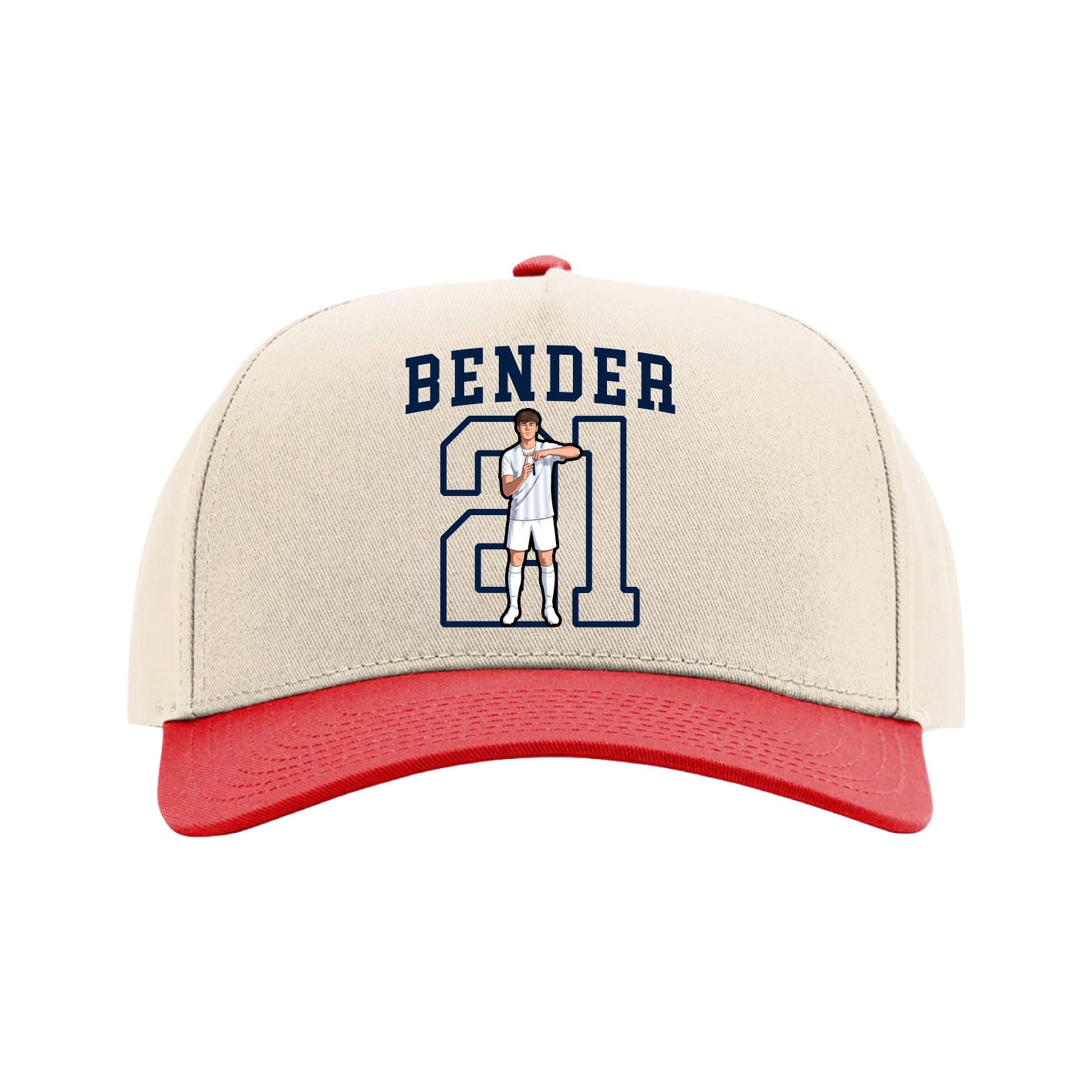 Full Fabric Five-Panel Champ Cap — Shirsey in Cream/Red
