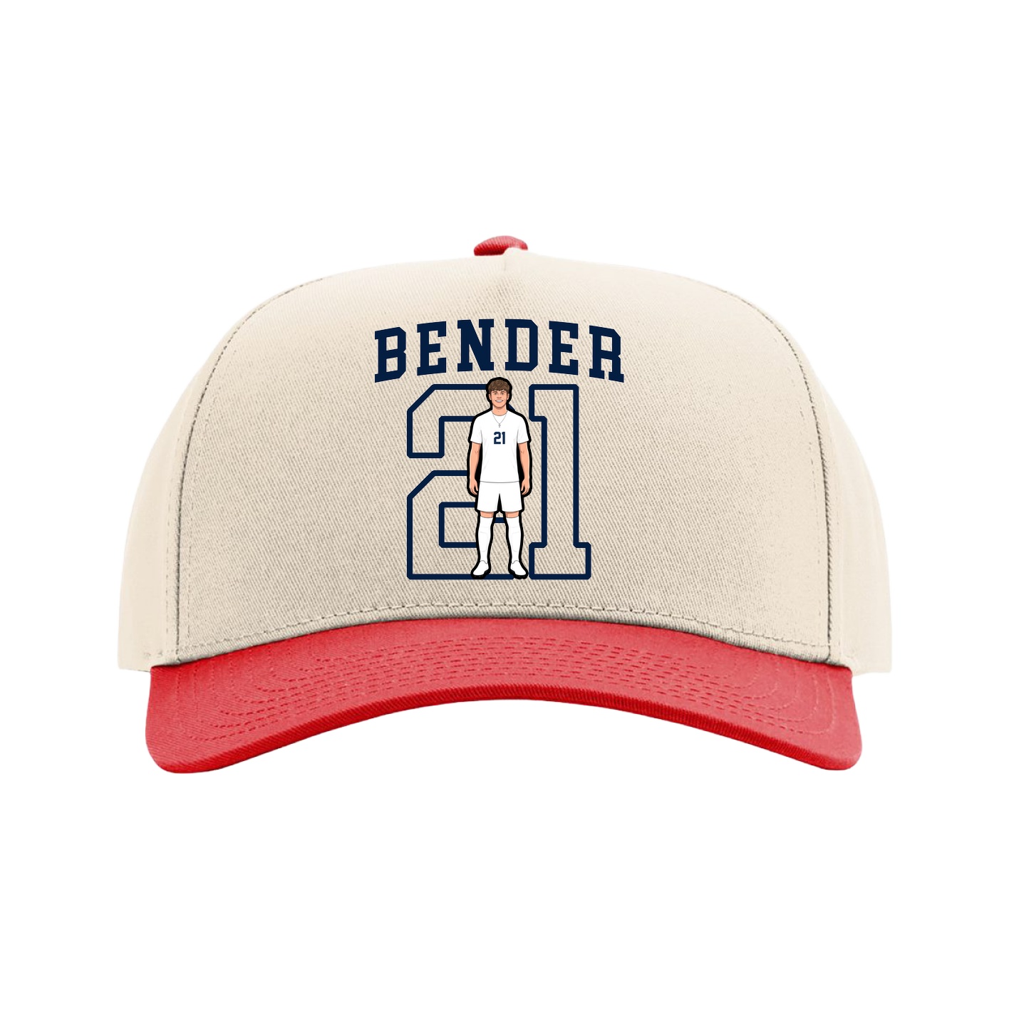 Full Fabric Five-Panel Champ Cap — Shirsey in Cream/Red