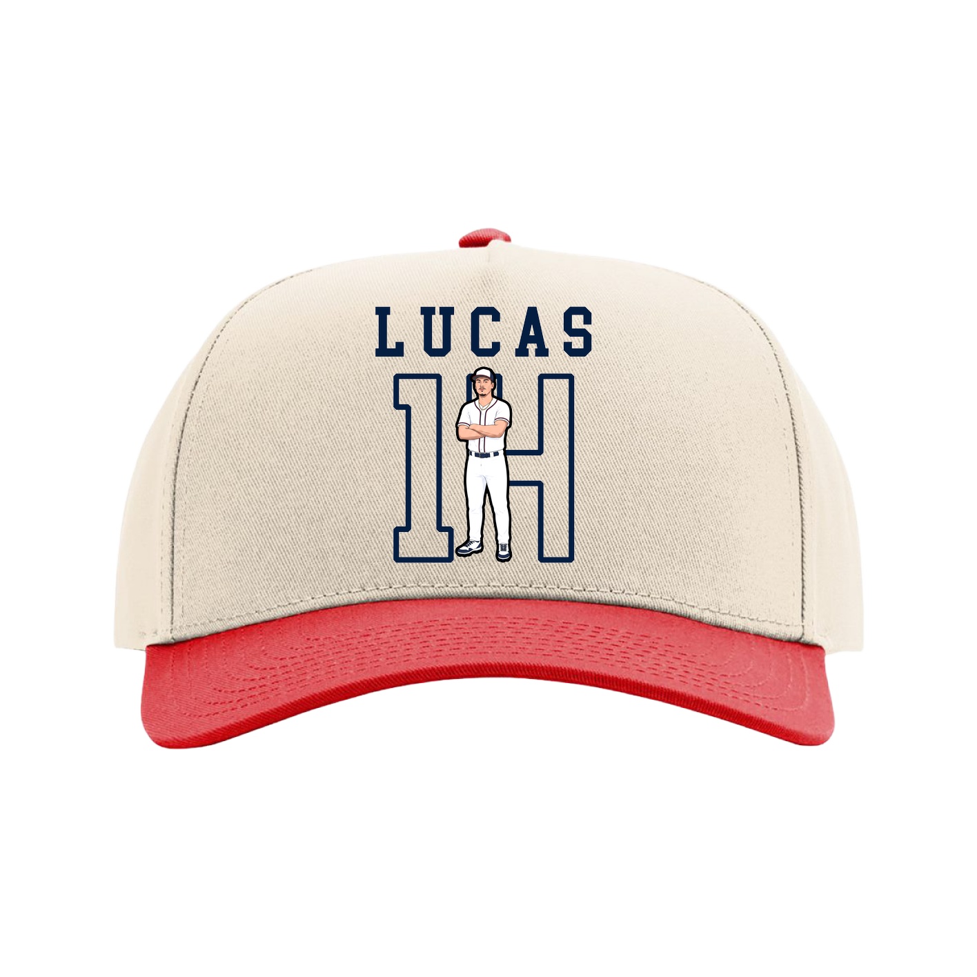 Full Fabric Five-Panel Champ Cap — Shirsey in Cream/Red