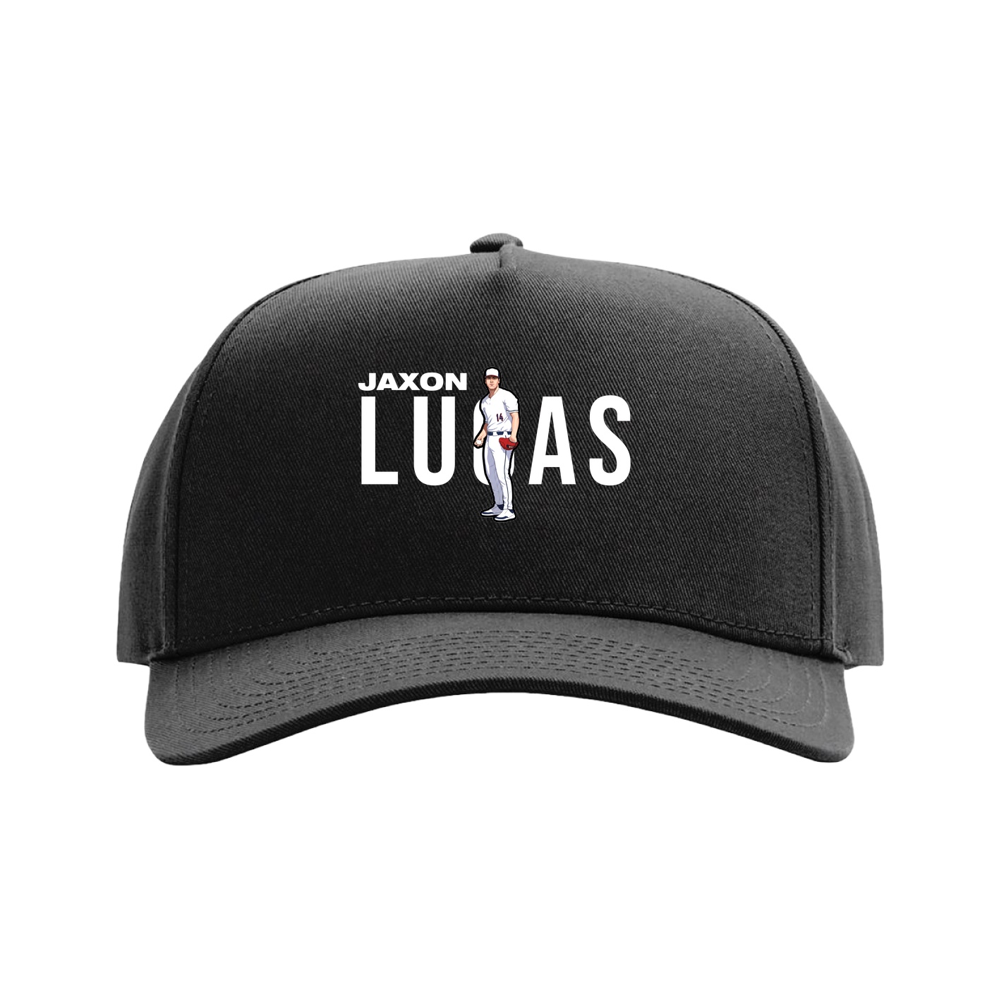 Full Fabric Five-Panel Champ Cap — Player Name in Black