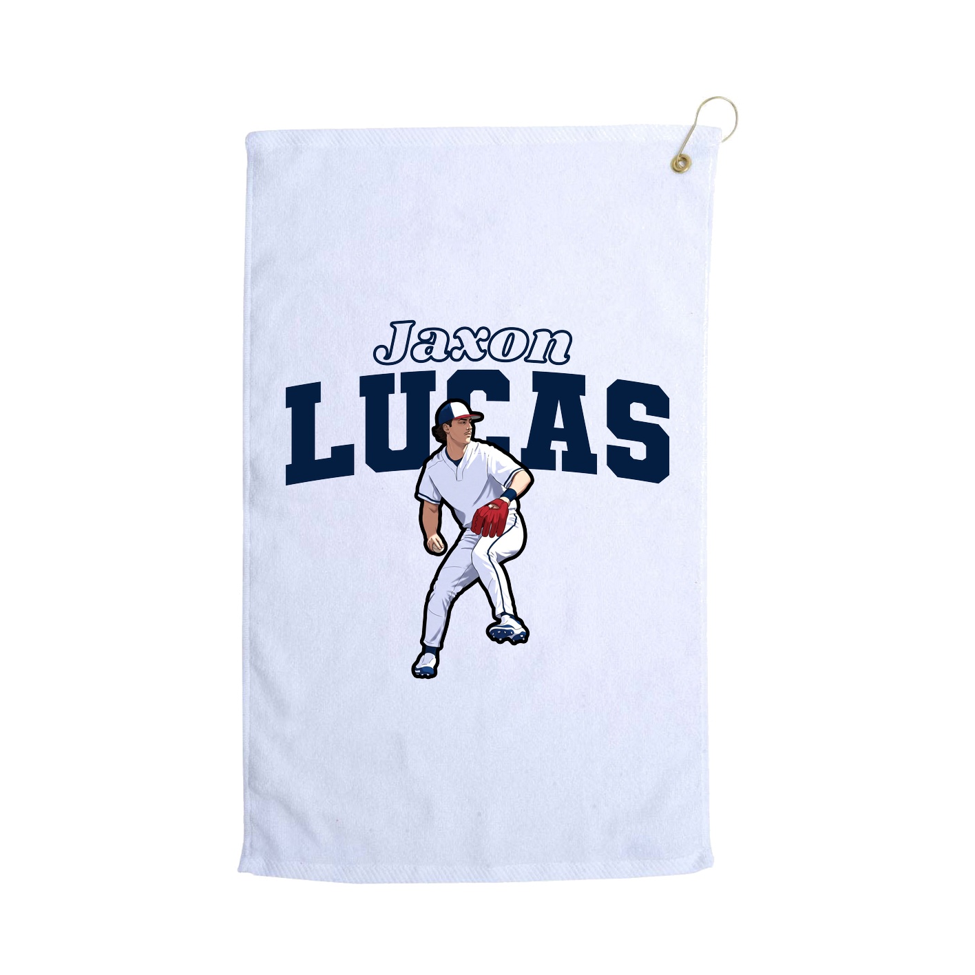 Golf Towel — Name Arch in White