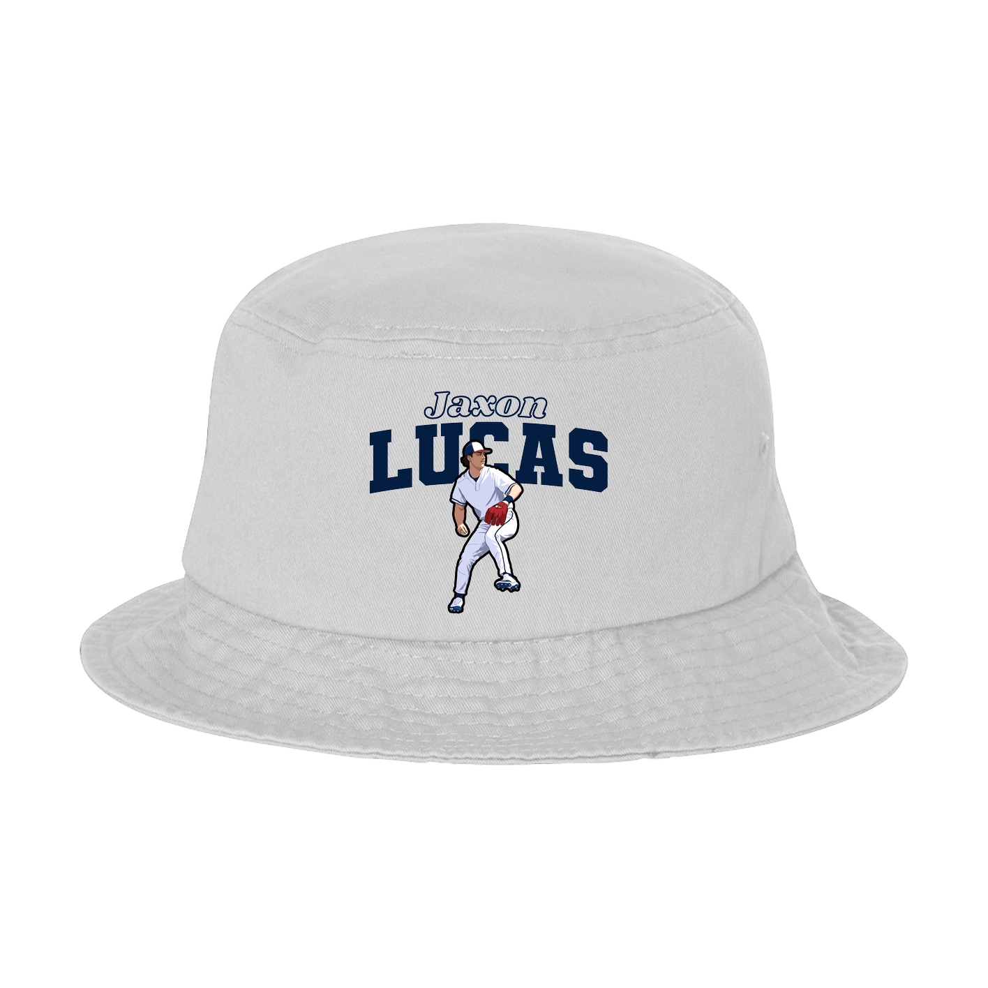 Bucket Cap — Name Arch in White