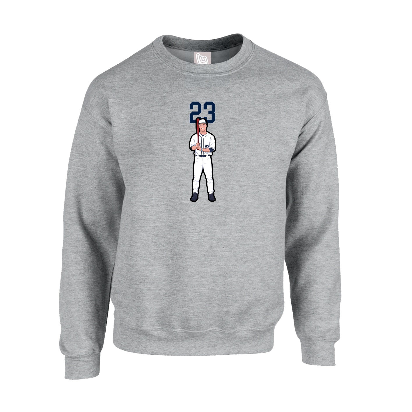 Fleece Crew — Number Top in Grey