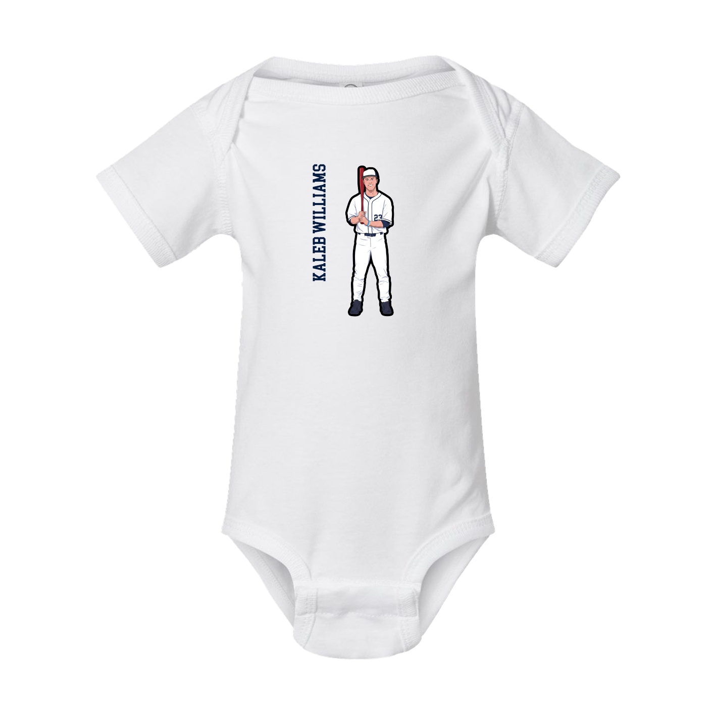 Baby Onesie — Name Vertical in White