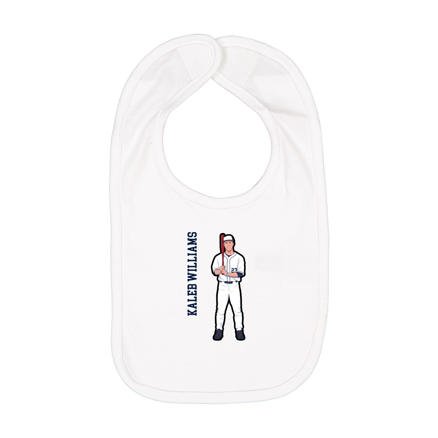Infant Bib — Name Vertical in White