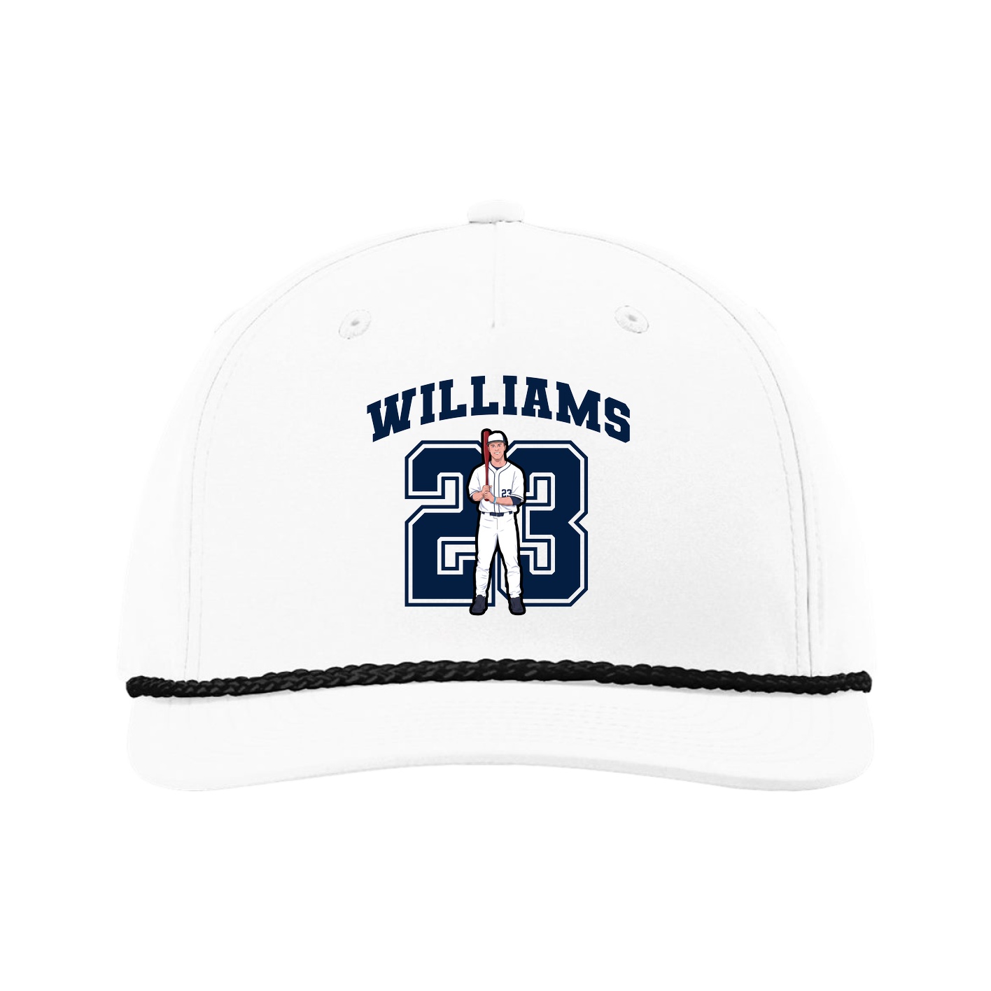 Five-Panel Classic Rope Cap — Number in White