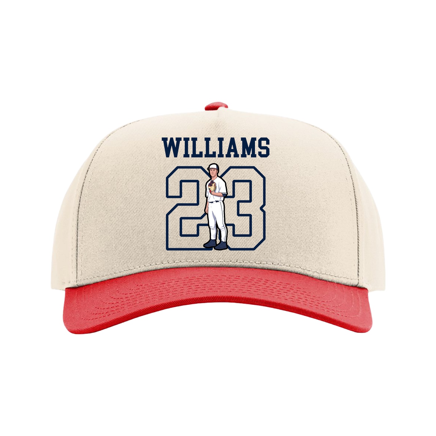 Full Fabric Five-Panel Champ Cap — Shirsey in Cream/Red
