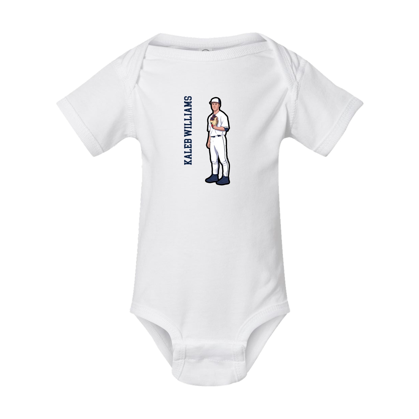 Baby Onesie — Name Vertical in White