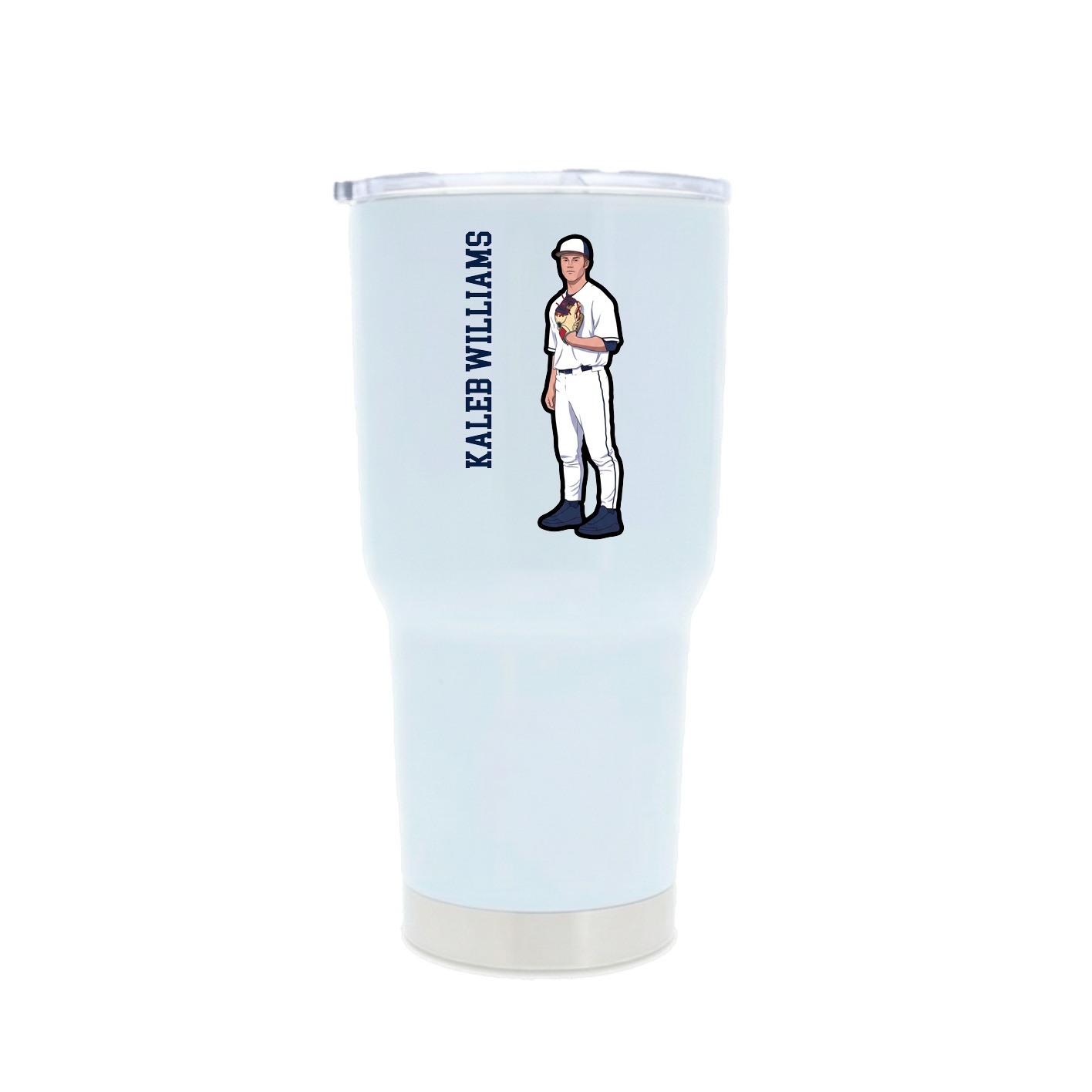 30oz Stainless Steel Tumbler — Name Vertical in White
