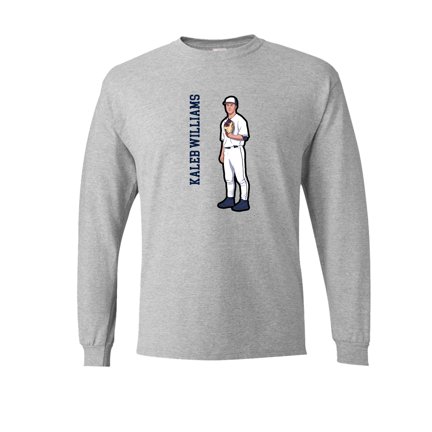 Long Sleeve Tee — Name Vertical in Grey
