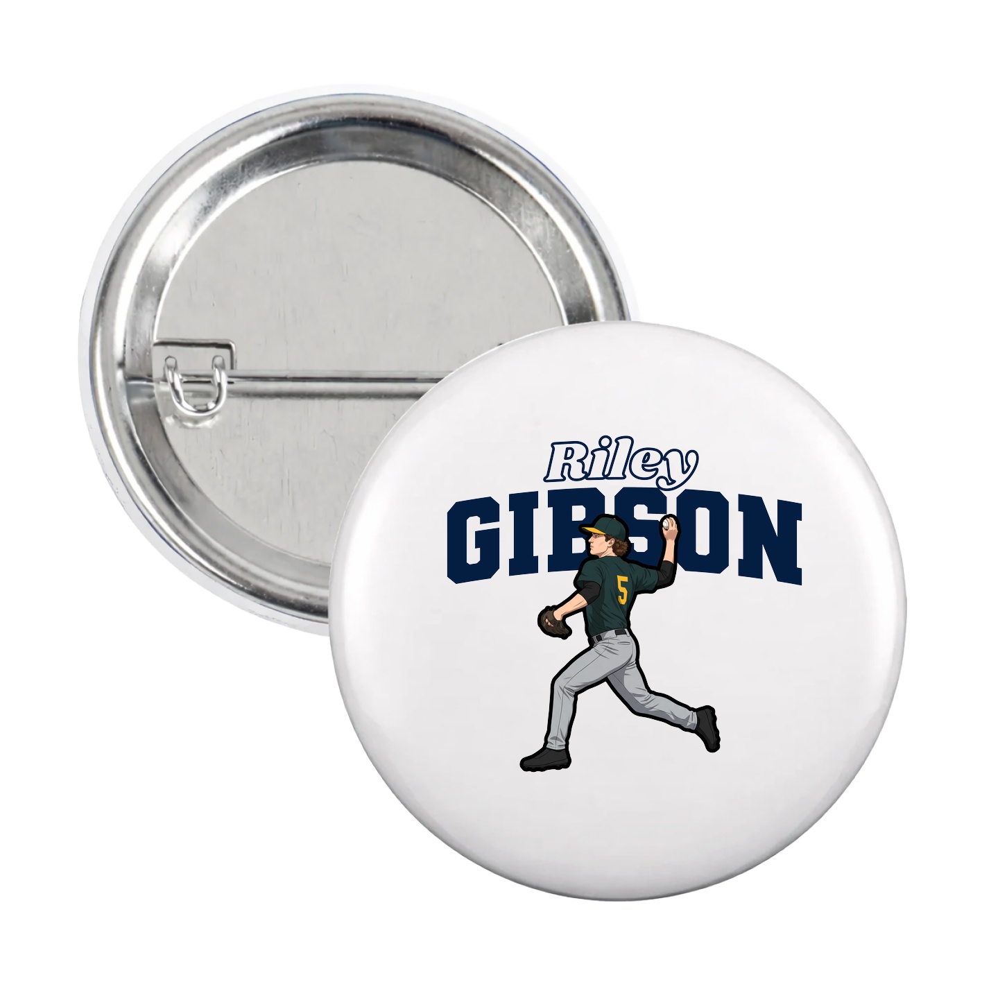 Game Day Button — Name Arch in White