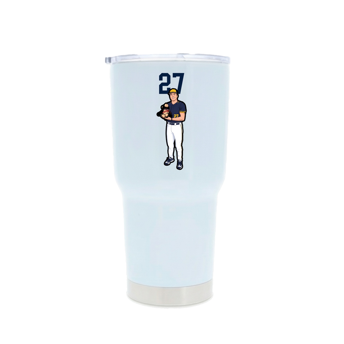30oz Stainless Steel Tumbler — Number Top in White