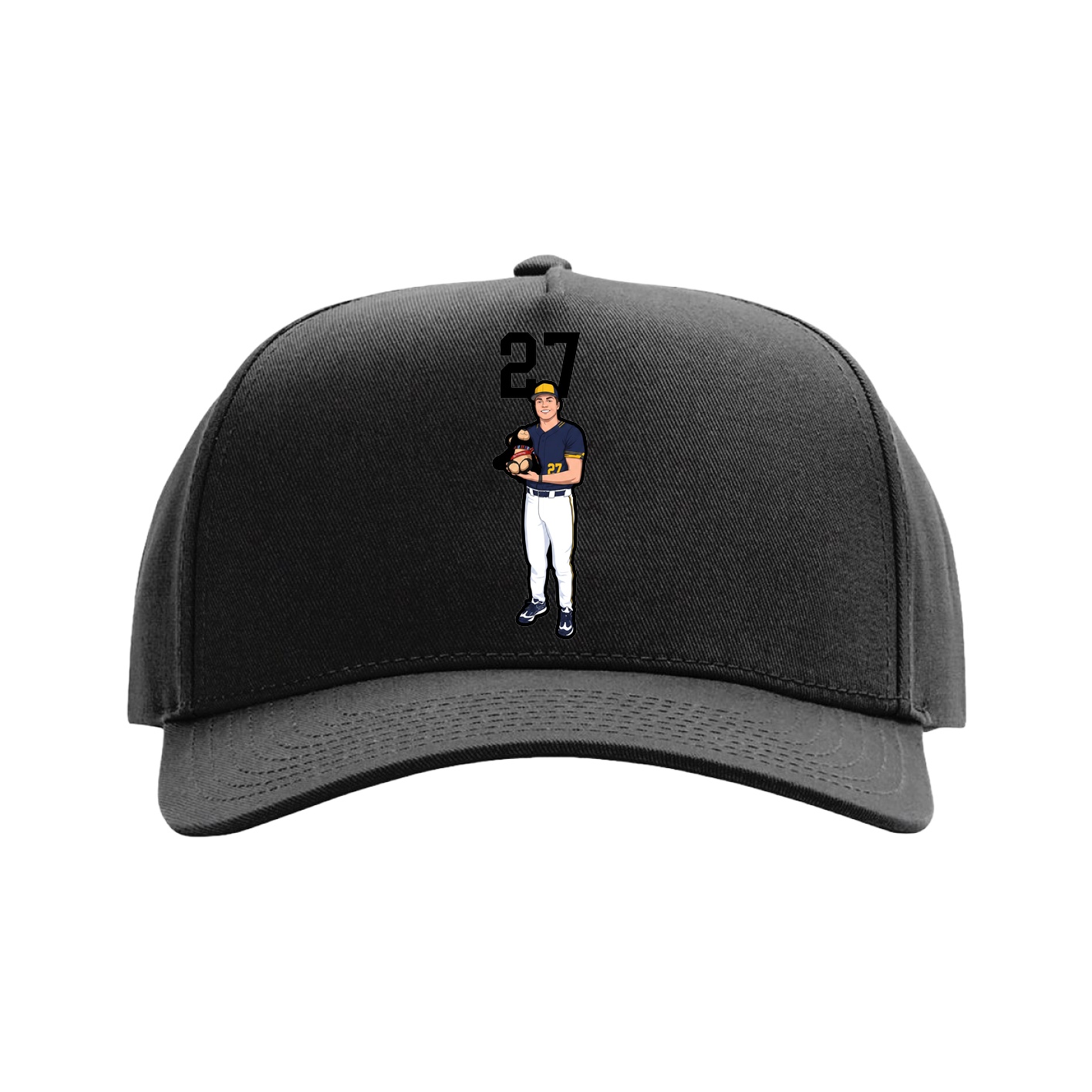 Full Fabric Five-Panel Champ Cap — Number Top in Black