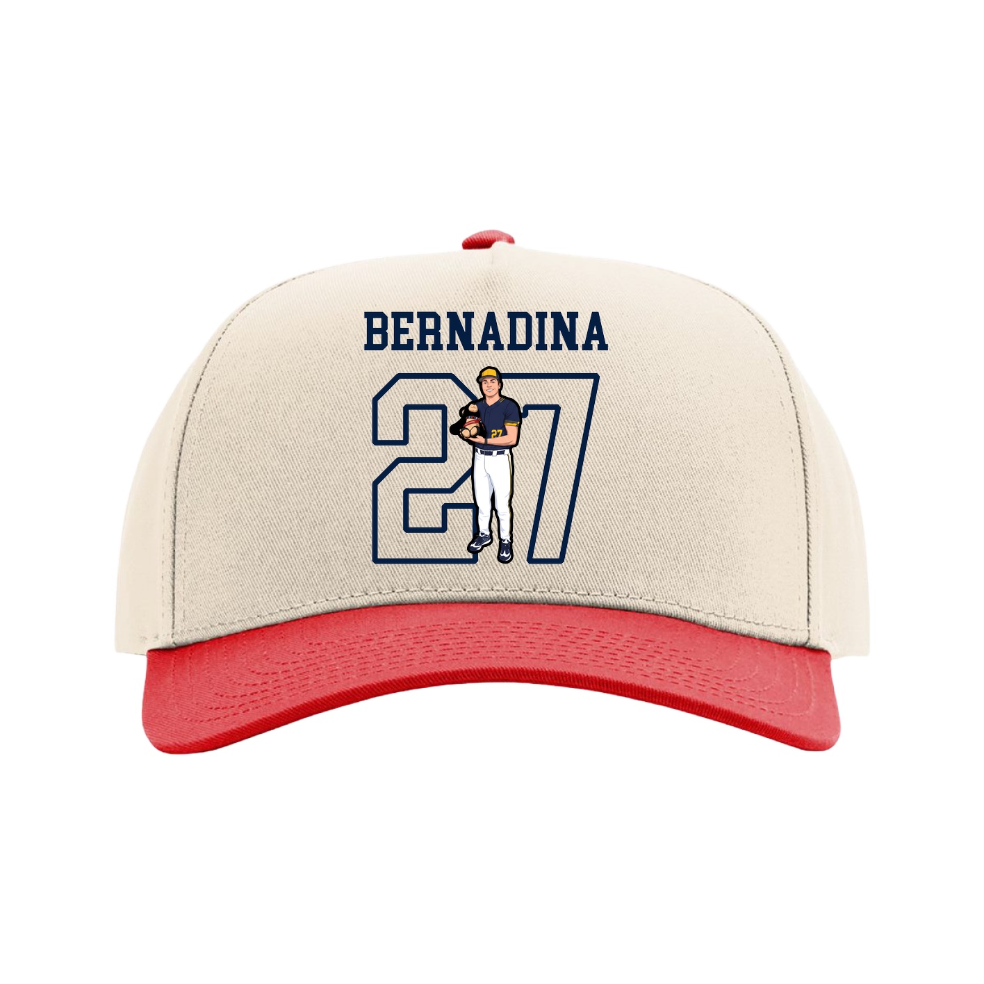 Full Fabric Five-Panel Champ Cap — Shirsey in Cream/Red
